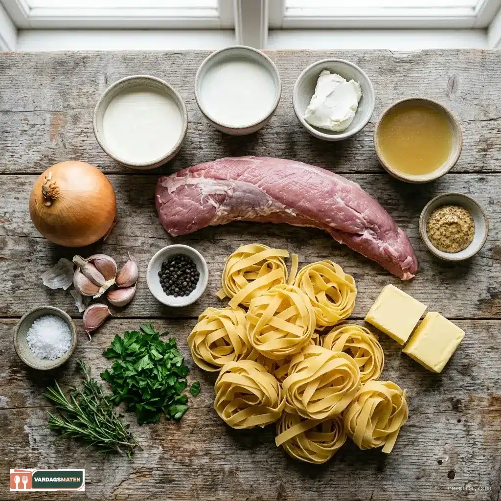 krämig pasta med fläskfile