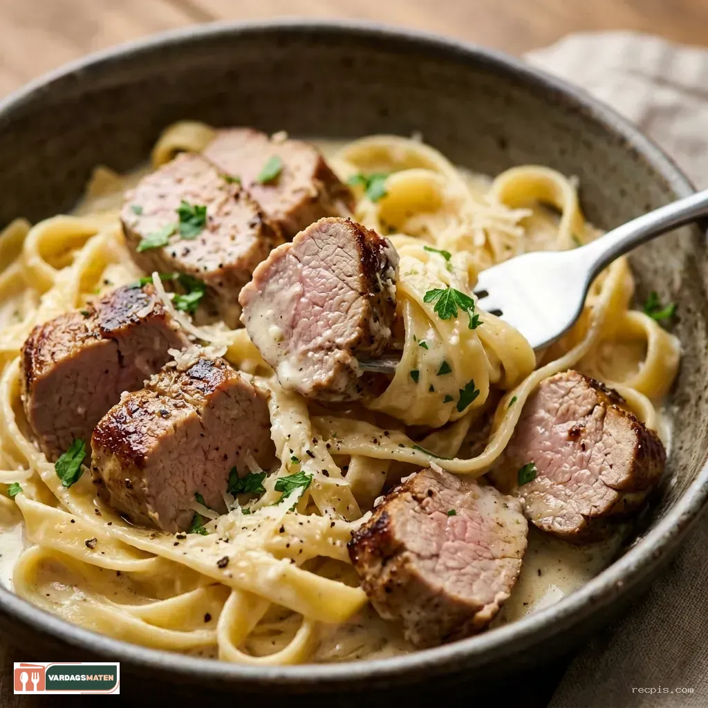 krämig pasta med fläskfile